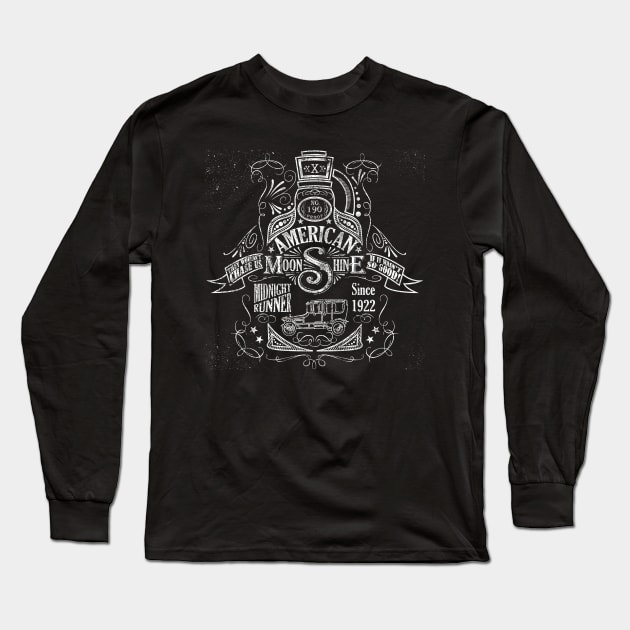 American Moonshine Vintage Whiskey Label Long Sleeve T-Shirt by celtichammerclub